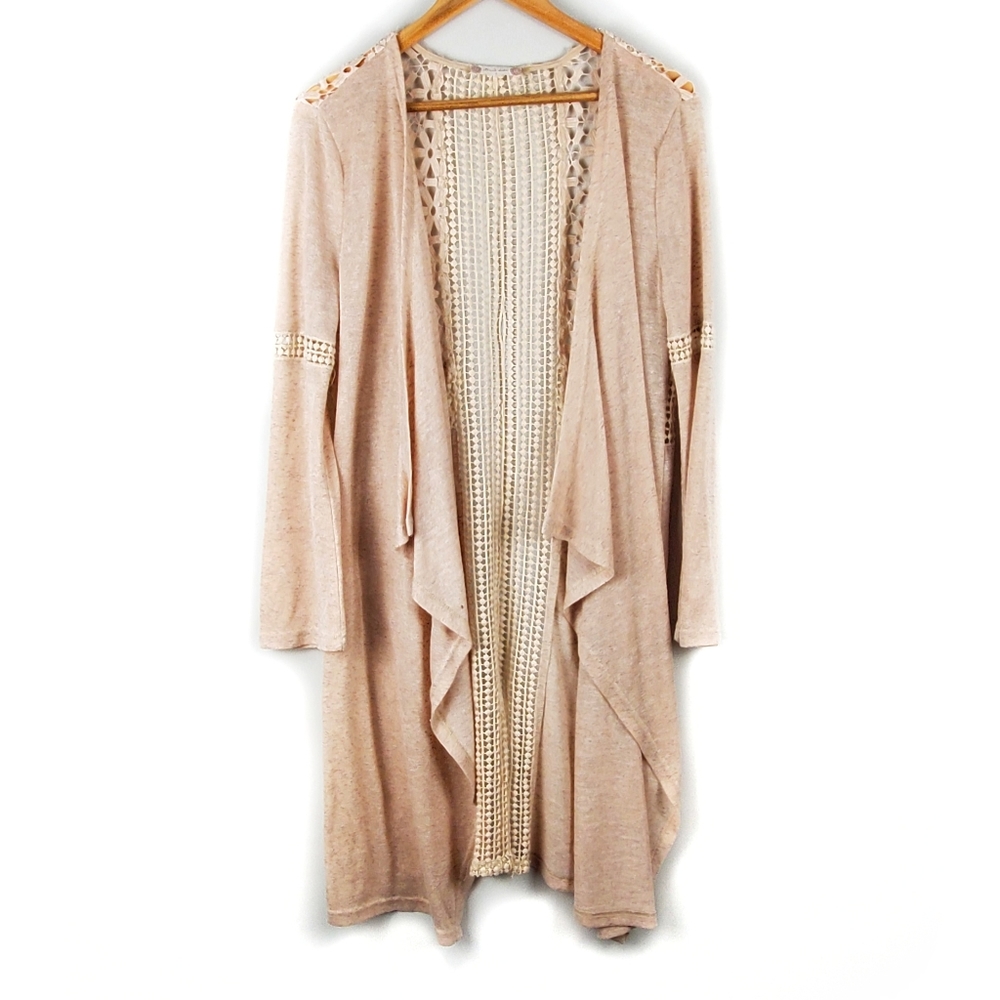 Altar'd State Beige Lace Panel Duster Cardigan